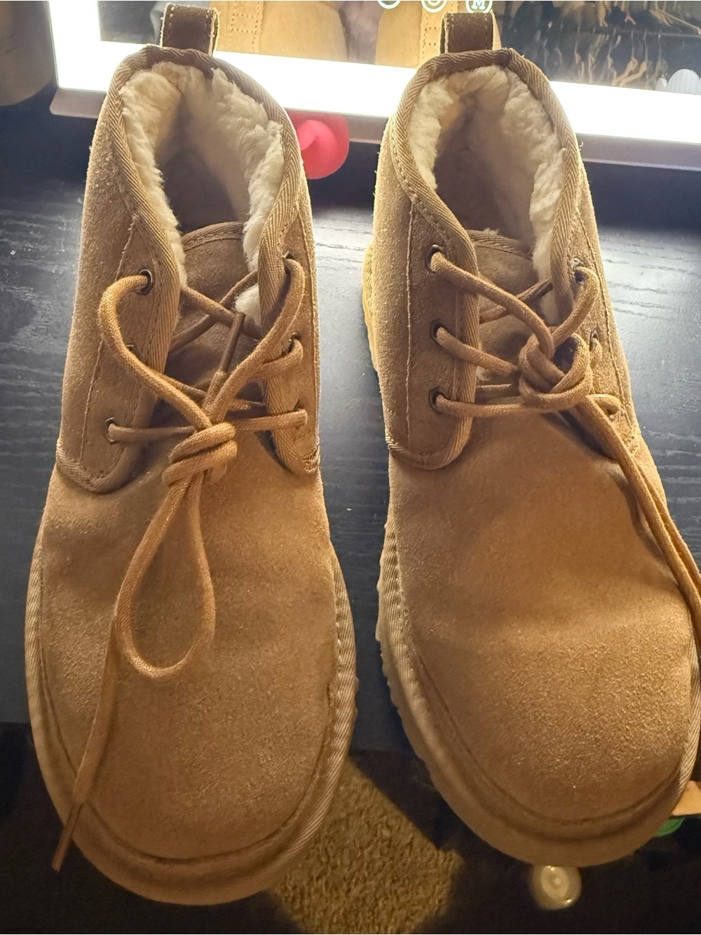 UGG Neumel Women's Tan Suede Shearling-Lined Ankle Booties